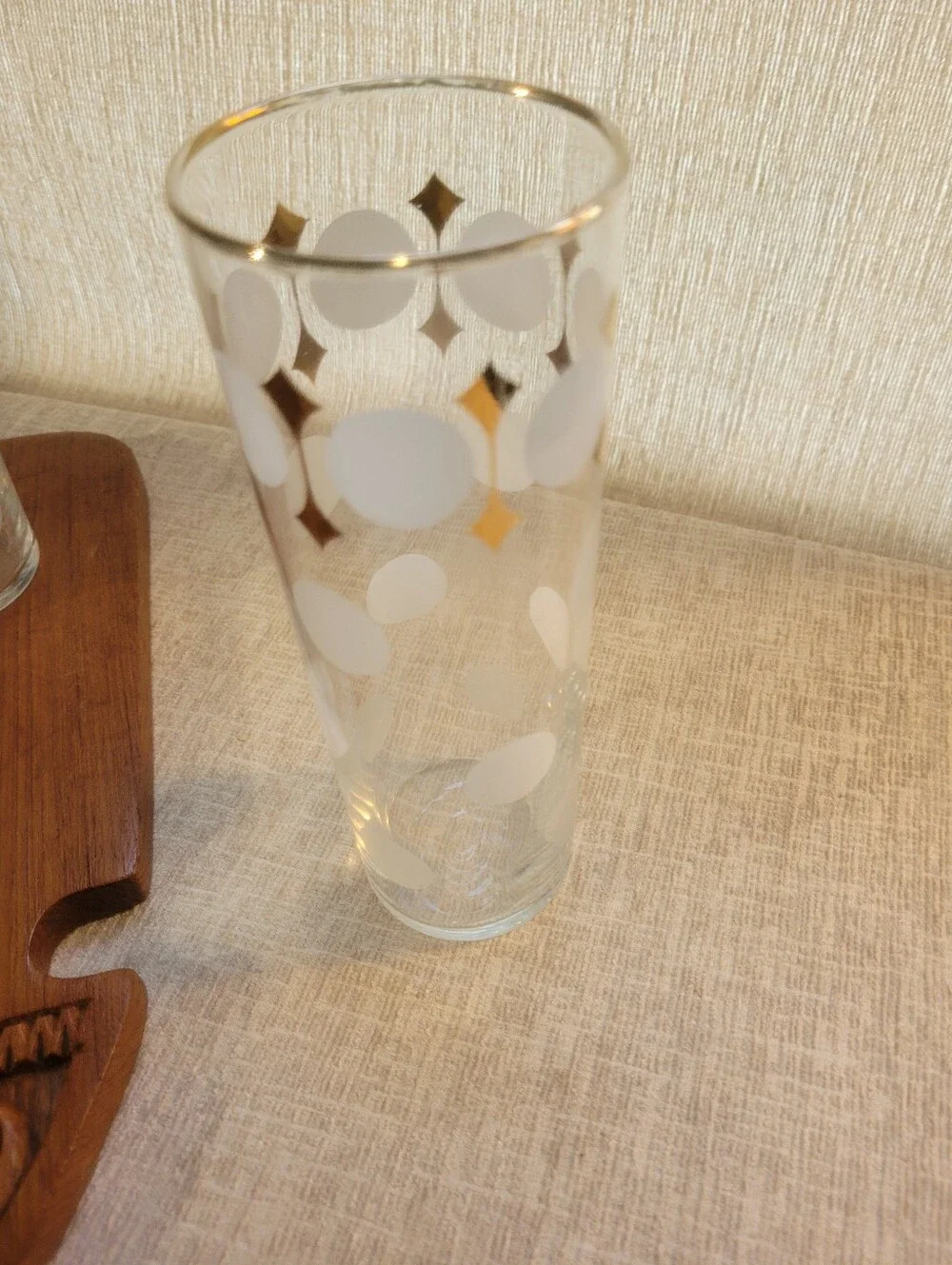 Libby Highball Collins White Dot Gold-Trim Glass Retro - Home Accents